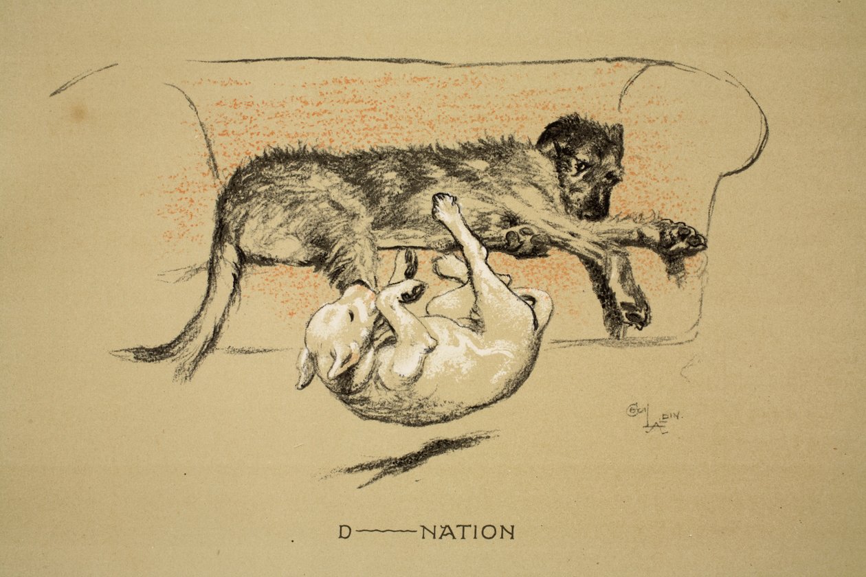 डी - नेशन, 1930, &39;स्लीपिंग पार्टनर्स&39; का पहला संस्करण, एल्डिन, सेसिल चार्ल्स विंडसर (1870-1935), आईरे एंड स्पोटिसवूड लिमिटेड द्वारा प्रकाशित, चाक और चारकोल पेपर पर द्वारा सेसिल चार्ल्स विंडसर एल्डिन