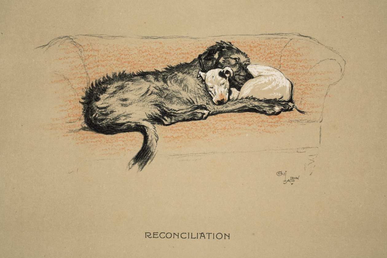 सामंजस्य, 1930, &39;स्लीपिंग पार्टनर्स&39; का पहला संस्करण, एल्डिन, सेसिल चार्ल्स विंडसर (1870-1935), आईरे एंड स्पोटिसवूड लिमिटेड द्वारा प्रकाशित, चाक और पेपर पर चारकोल द्वारा सेसिल चार्ल्स विंडसर एल्डिन