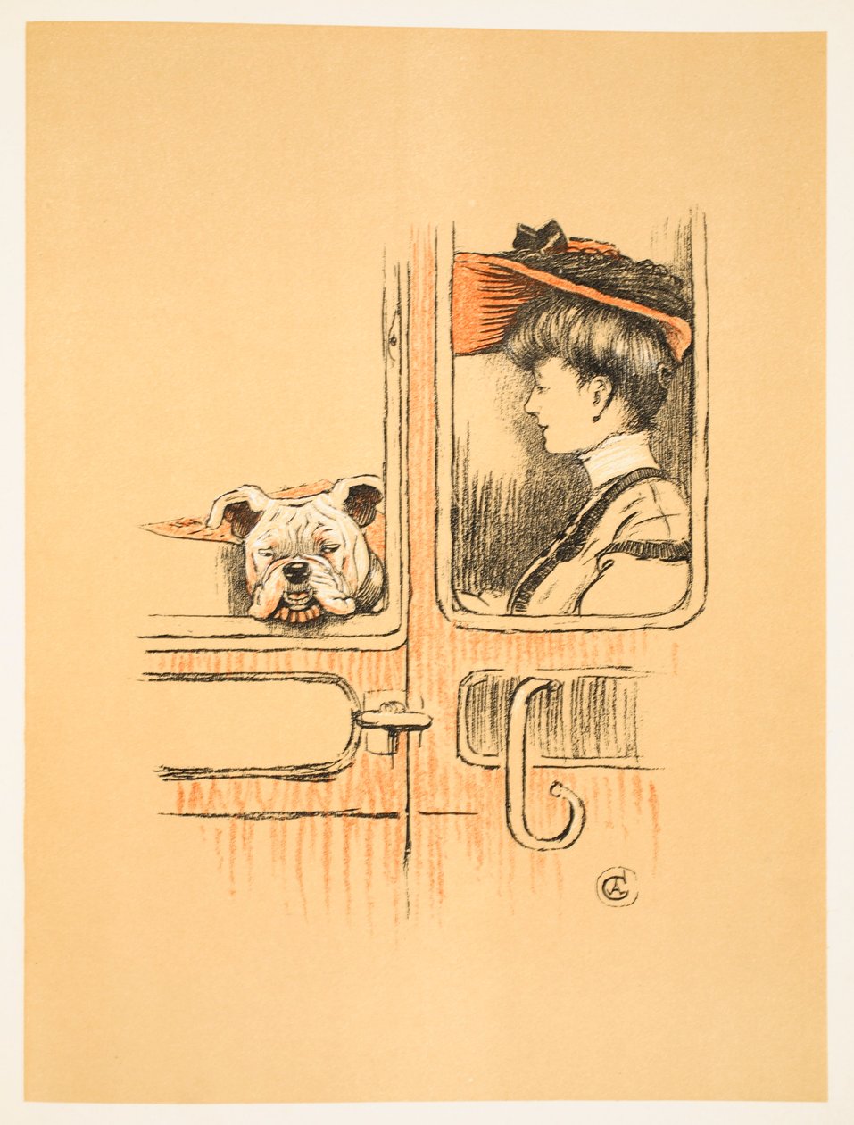 प्रथम श्रेणी में यात्रा, &39;ए गे डॉग, ए फुलिश ईयर की कहानी&39; एल्डिन, सेसिल चार्ल्स विंडसर (1870-1935) ने विलियम हेनमैन, 1905 को प्रकाशित किया। चित्रण, पहला संस्करण, चाक और क्रेयॉन पेपर पर द्वारा सेसिल चार्ल्स विंडसर एल्डिन