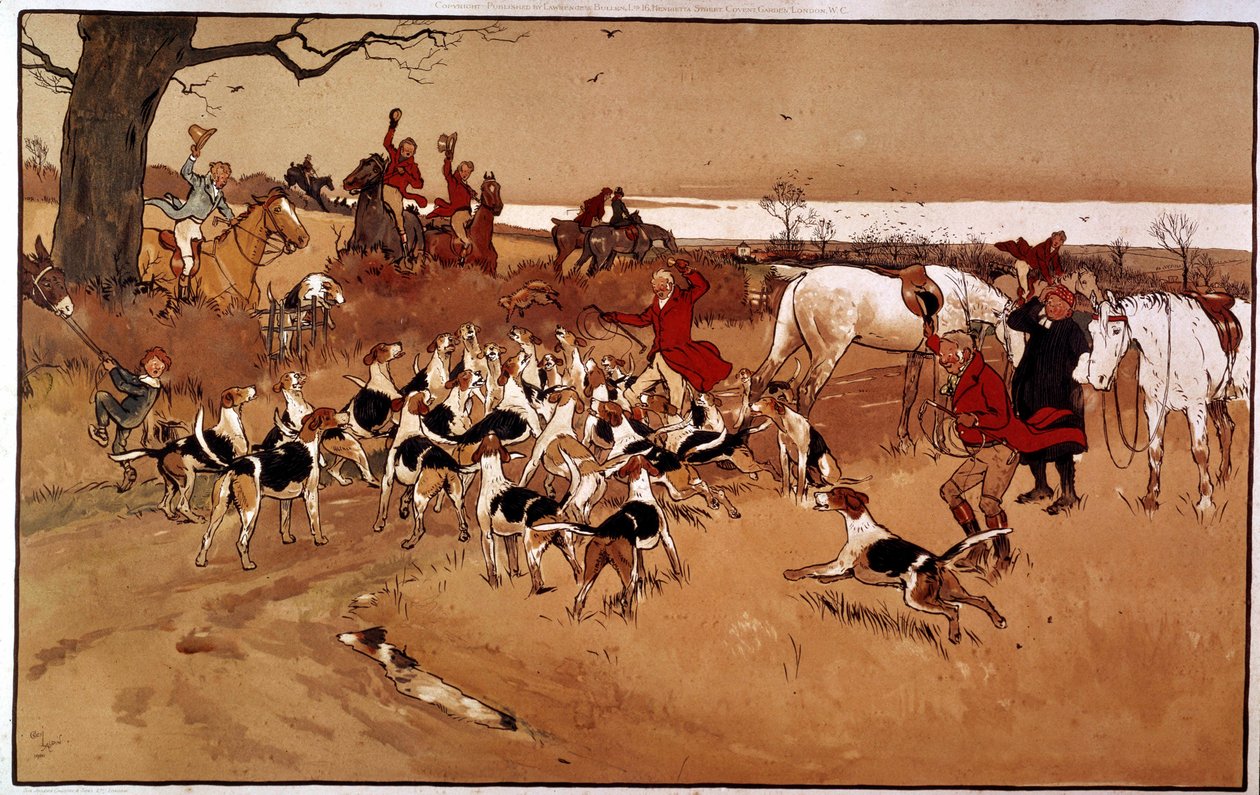 शिकार का दृश्य भागा; शूटिंग। सेसिल एल्डिन (1870 -?), इंग्लैंड द्वारा उत्कीर्णन। कोल। अंश द्वारा सेसिल चार्ल्स विंडसर एल्डिन