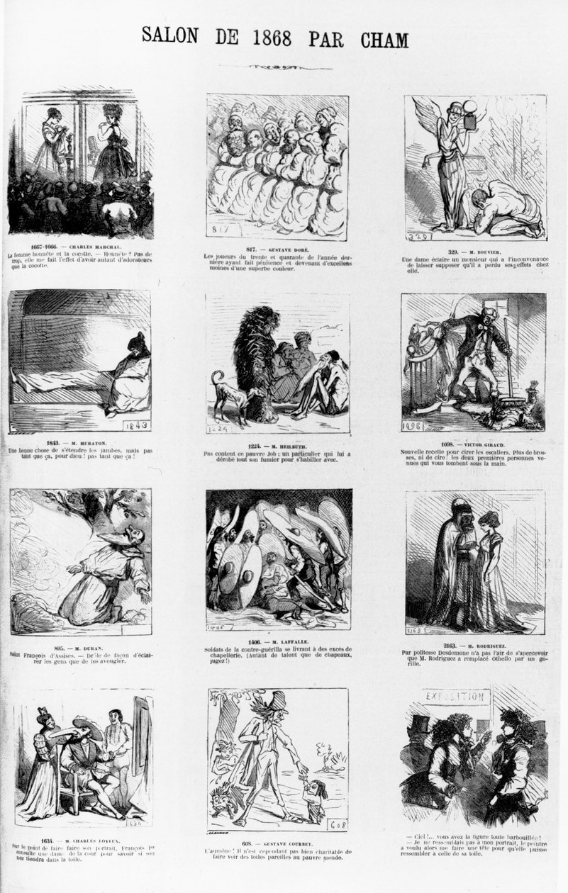 1868 के पेरिस सैलून के सैलून कैरिकेचर, &39;ले चिवारी&39; पत्रिका से, 31 मई, 1868 द्वारा चाम