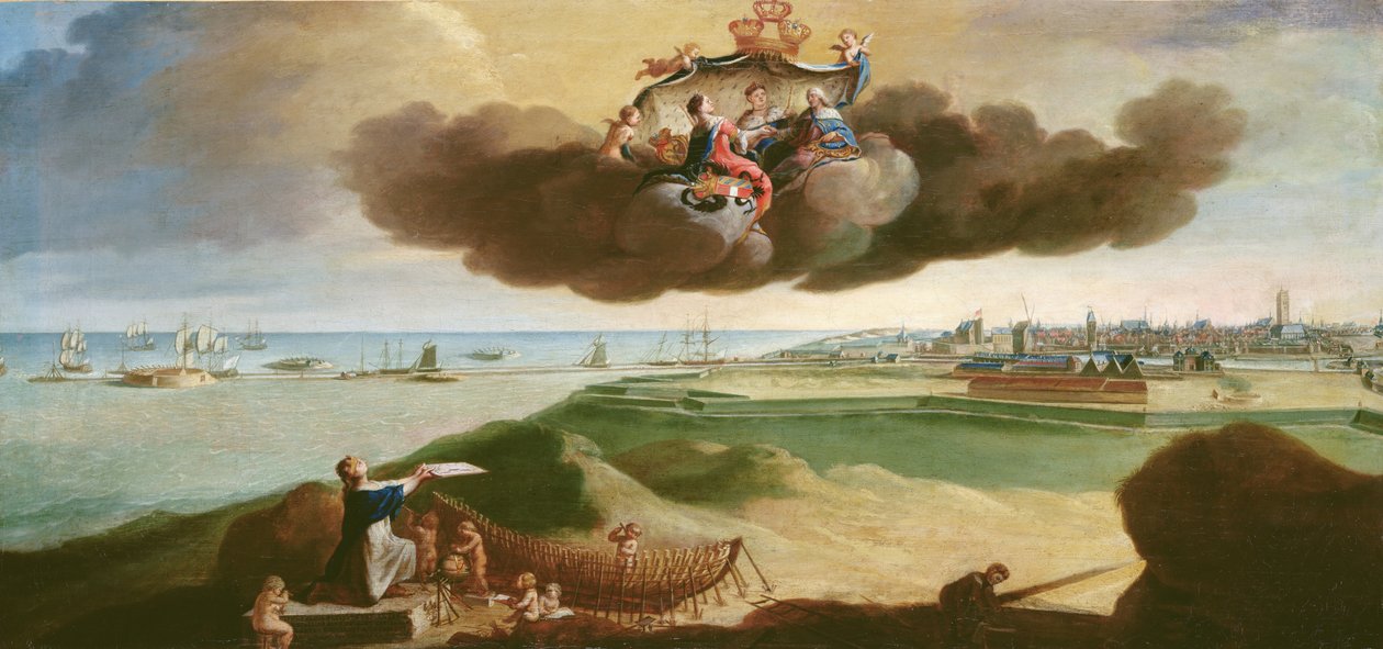 लुंक XV (1710-74) 1758 के लिए अपने नवीकरण के लिए योजना प्रस्तुत करते हुए डनकर्क शहर द्वारा चार्ल्स कैरील