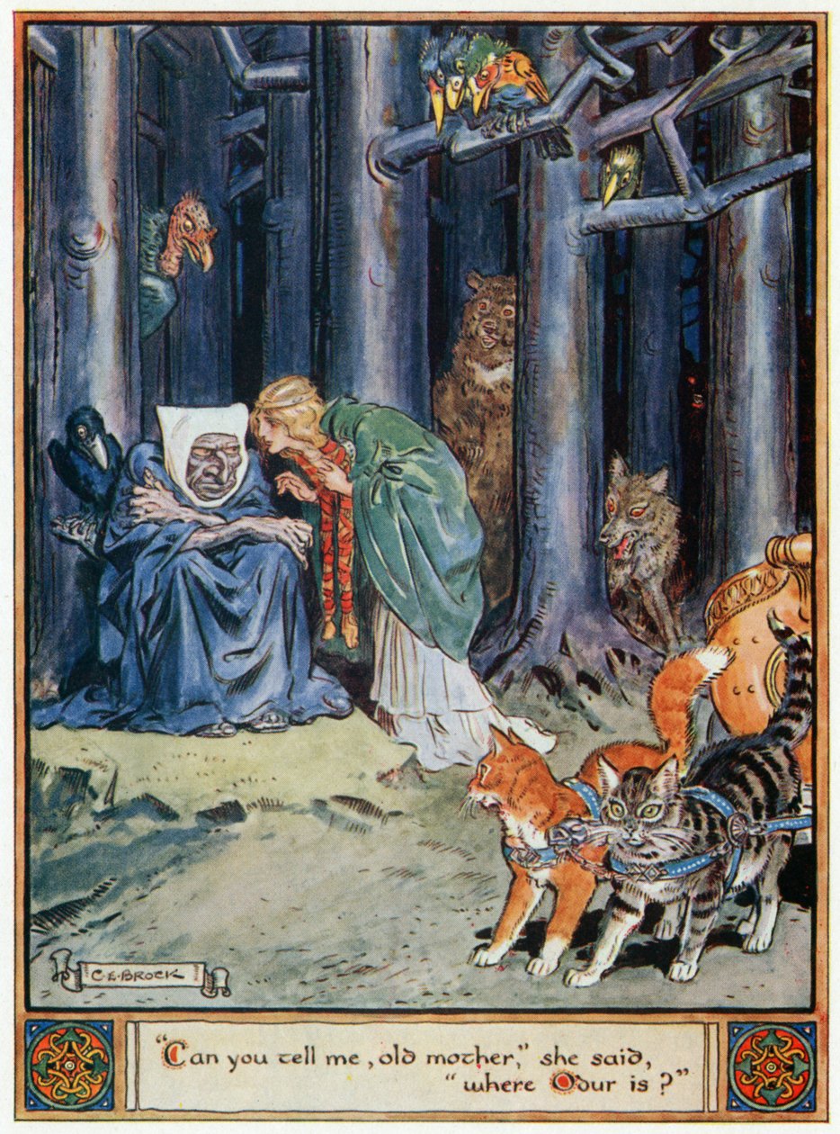 &39;क्या आप मुझे बता सकते हैं, बूढ़ी मां&39; उसने कहा &39;ओडूर है&39;, &39;द हीरोज ऑफ असगर्ड, टेल्स फ्रॉम स्कैंडिनेवियन मिथोलॉजी&39;, ए अंडर ई केरी, 1930 का चित्रण द्वारा चार्ल्स एडमंड ब्रॉक