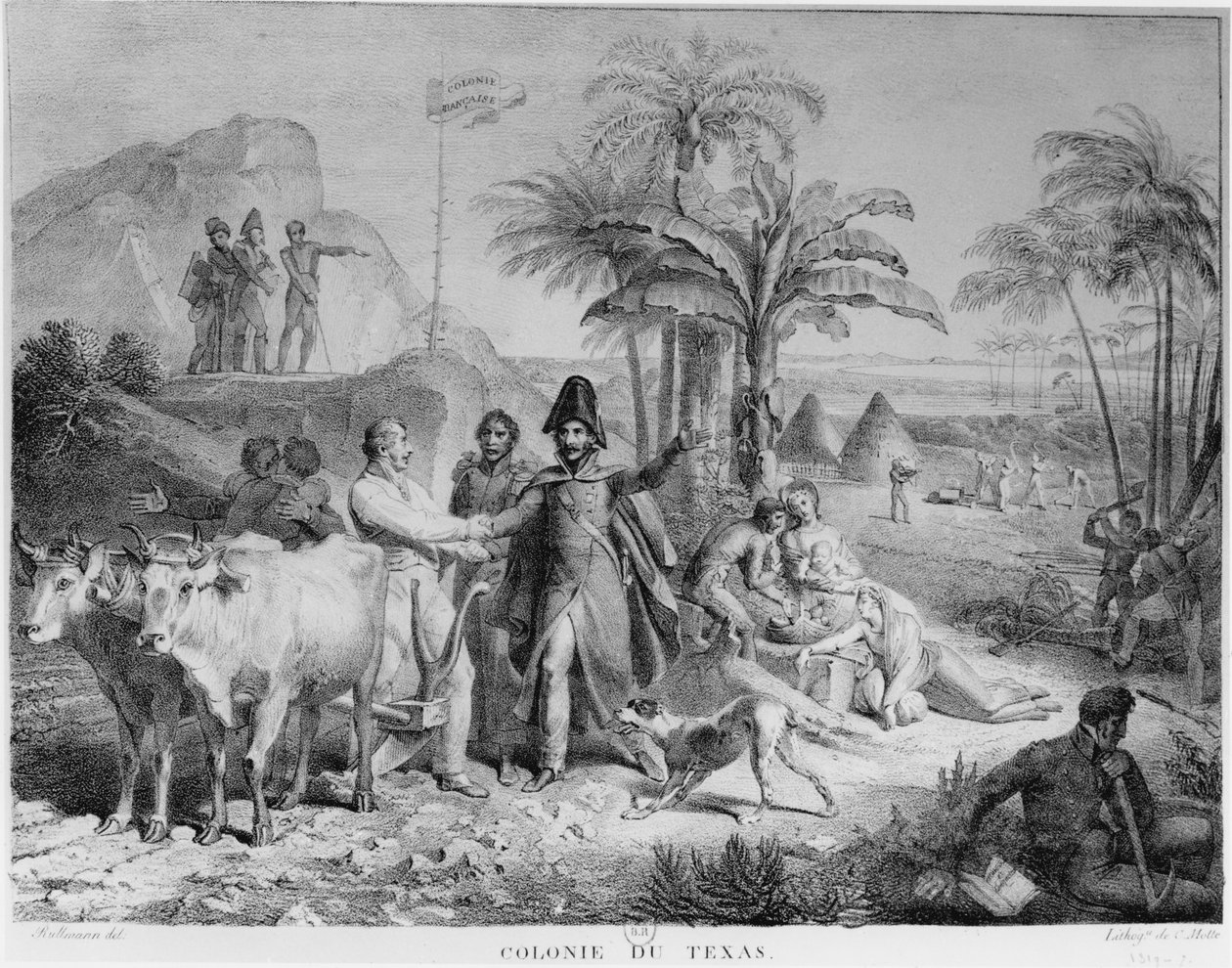 टेक्सास की कॉलोनी, जनरल लेलेमैंड चम्प डी&39;साइल में, 1818 में, रुल्मन के बाद द्वारा चार्ल्स इटियेन पियरे मोट्टे