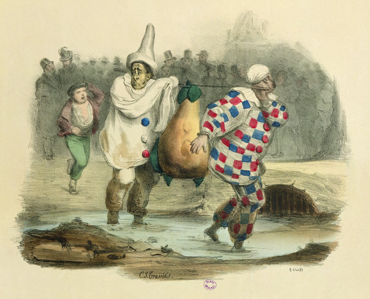 जस्ट मिलिउ ने स्वयं गंदगी की, लुई-फिलिप I, c.1850 के विषय पर कैरिकेचर द्वारा चार्ल्स जोसेफ ट्रैविस डी विलियर्स