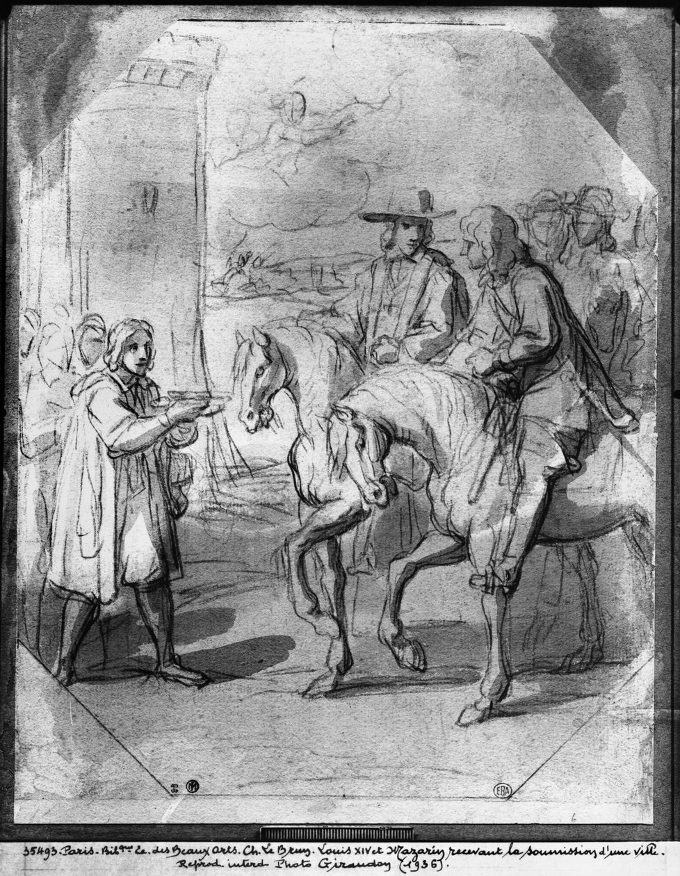 लुइस XIV को एक कस्बा सौंपना (पेन इन इंक इंडियन स्याही पेपर) द्वारा चार्ल्स ले ब्रून