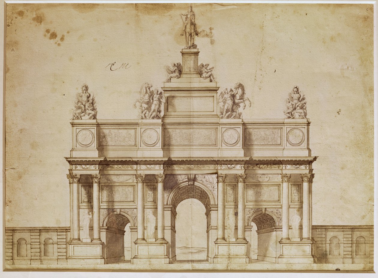Arc de Triumphe, rue Saint-Antoine, Paris, c.1668 के प्रस्ताव द्वारा चार्ल्स ले ब्रून