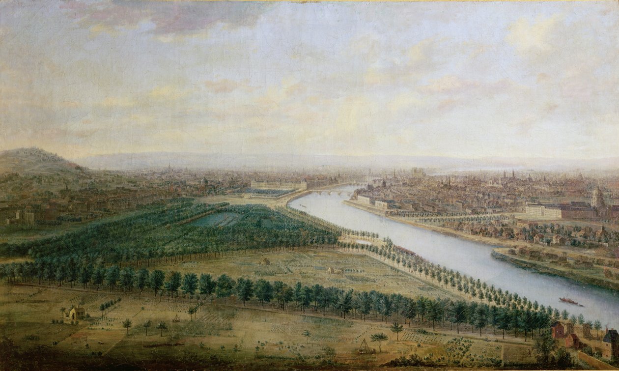 पेरिस, चैंप्स-एलिसीस के ऊपर से देखें, c.1740 द्वारा चार्ल्स लियोपोल्ड ग्रेवेनब्रैक
