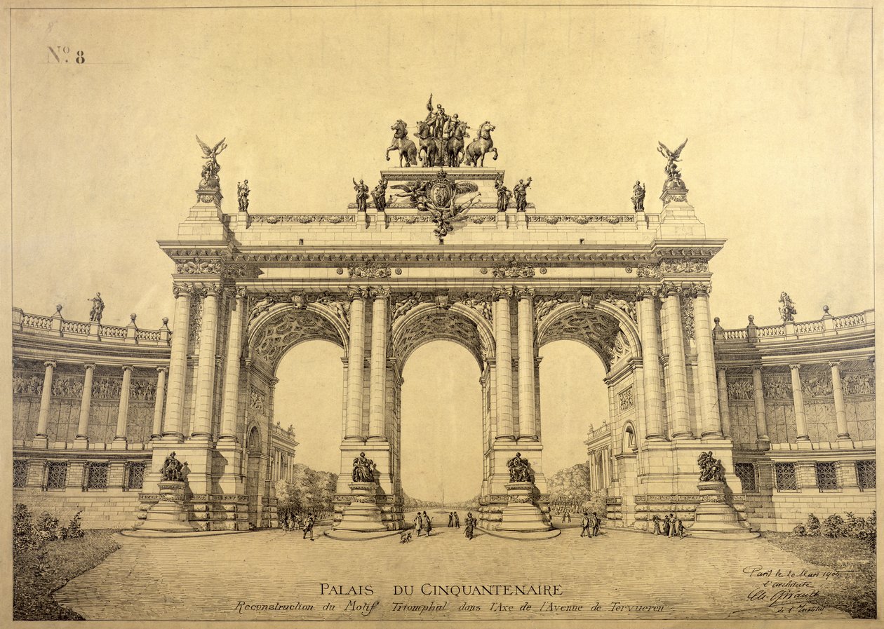 1906 के ब्रसेल्स के सिनकैनटायर पैलेस के विजयी आर्क द्वारा चार्ल्स लुइस गिरौल्ट
