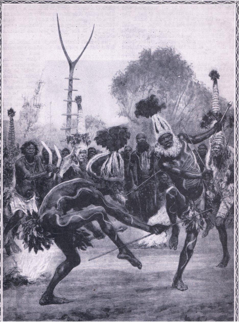 क्वींसलैंड आदिवासियों के जंगली नृत्य, &39;फोर्क्ड स्टिक का नृत्य&39; करते हैं द्वारा चार्ल्स मिल्स शेल्डन