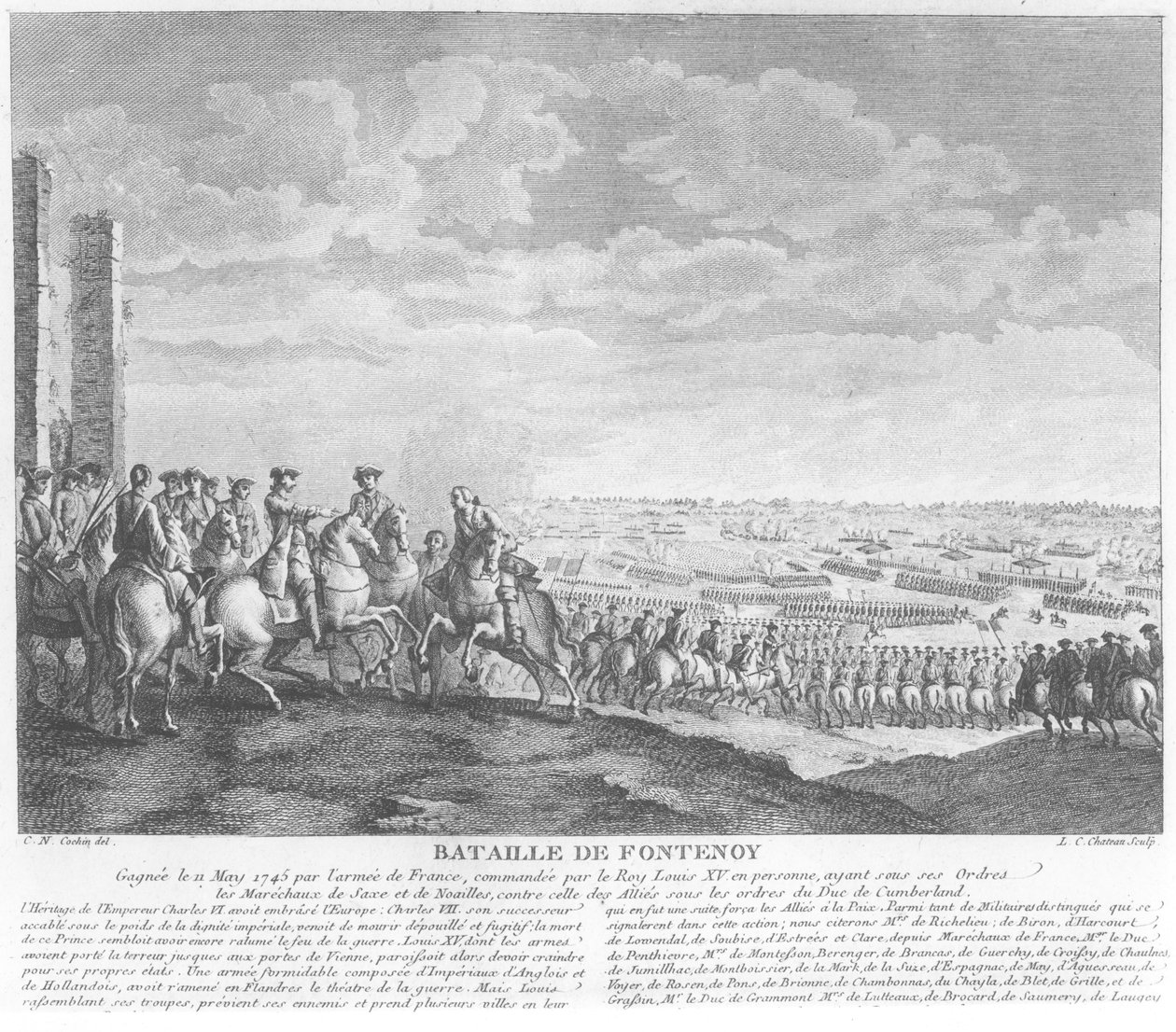 फोंटेनॉय की लड़ाई, 11 मई 1745, 1828 द्वारा चार्ल्स निकोलस II कोचीन