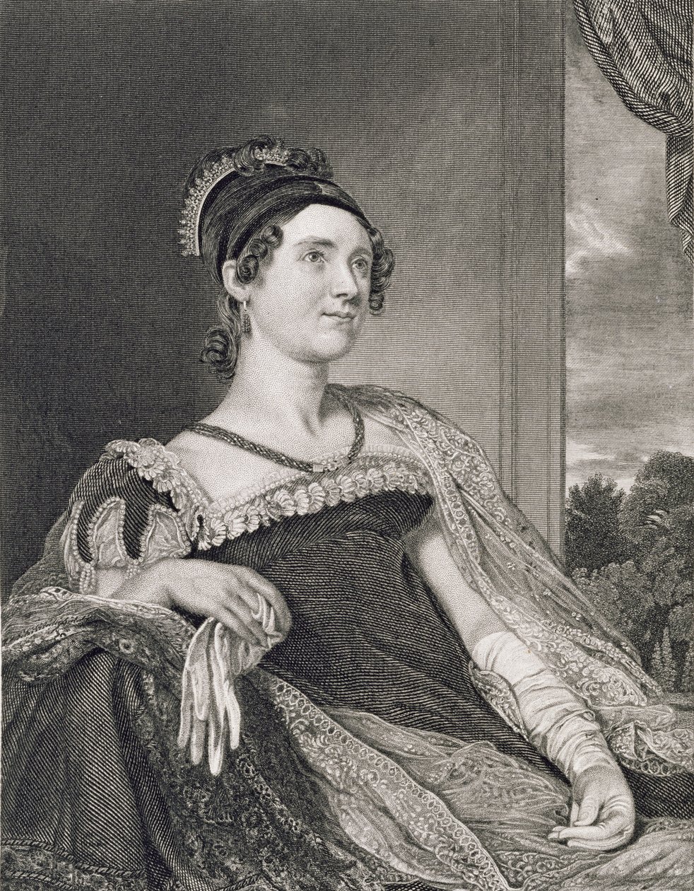 लुईस कैथरीन एडम्स (1775-1852) GF स्टॉर्म द्वारा उत्कीर्ण (fl.c.1834) द्वारा चार्ल्स रॉबर्ट लेस्ली