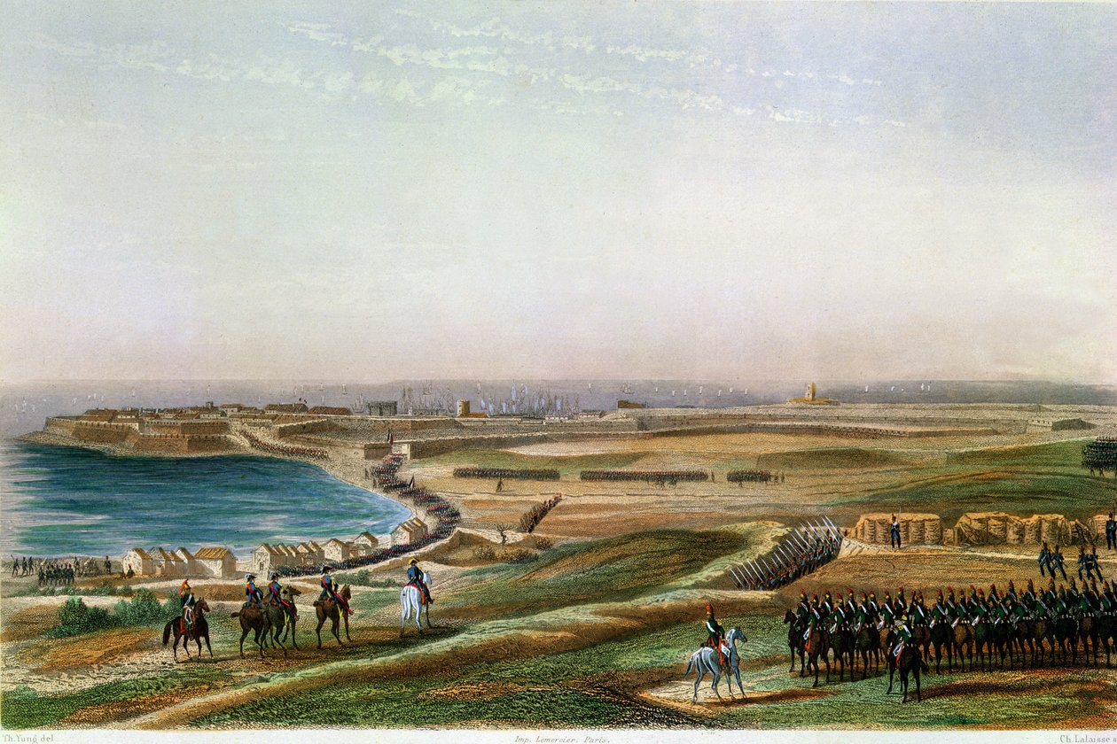 द टेकिंग ऑफ गीता, 19 जुलाई 1806 (रंग उत्कीर्णन) द्वारा चार्ल्स डी लालेस