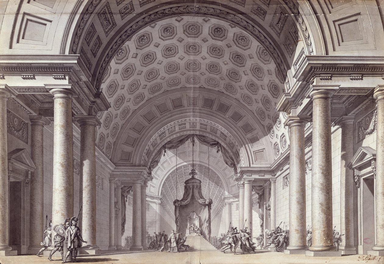 जीन रैसीन द्वारा &39;अथाली&39; के लिए सेट डिजाइन, c.1780 (कागज पर धोने के साथ पेन und स्याही) द्वारा चार्ल्स डी वैली