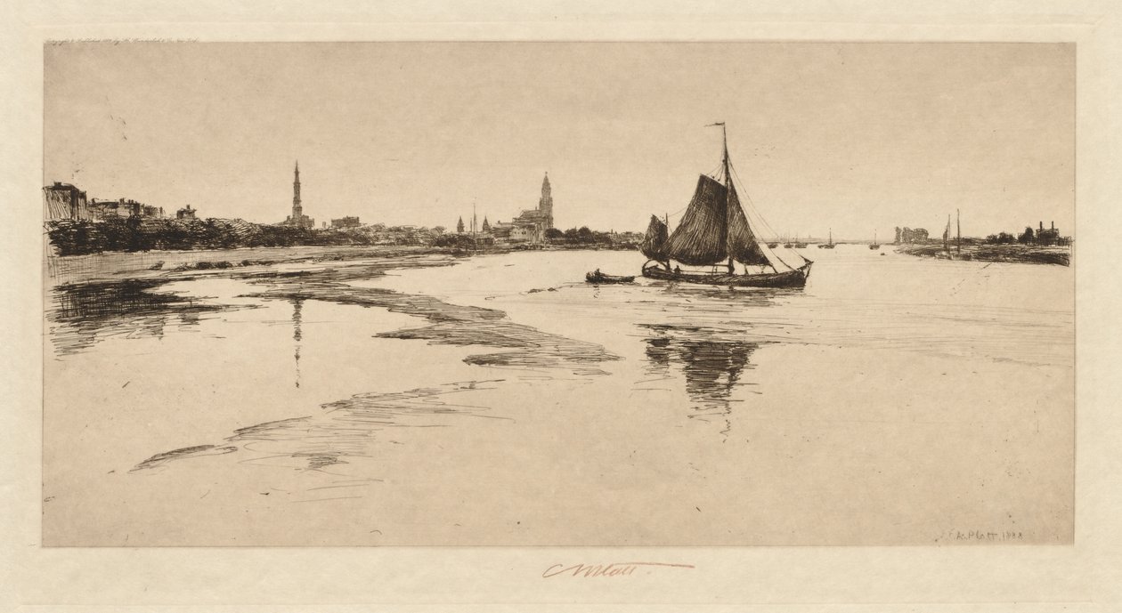 राइन पर अर्नहैम, 1888। द्वारा चार्ल्स एडम्स प्लाट