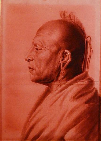 कैचसुंगलिया, एक ओसेज योद्धा (कागज पर पेंसिल और लकड़ी का कोयला) द्वारा चार्ल्स बाल्त्झार जुलिएन फेवरेट डे सेंट मीमिन