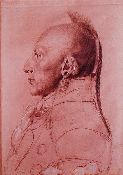 छोटे ओसेज के एक प्रमुख का पोर्ट्रेट, c.1807 (कागज पर क्रेयॉन) द्वारा चार्ल्स बाल्त्झार जुलिएन फेवरेट डे सेंट मीमिन