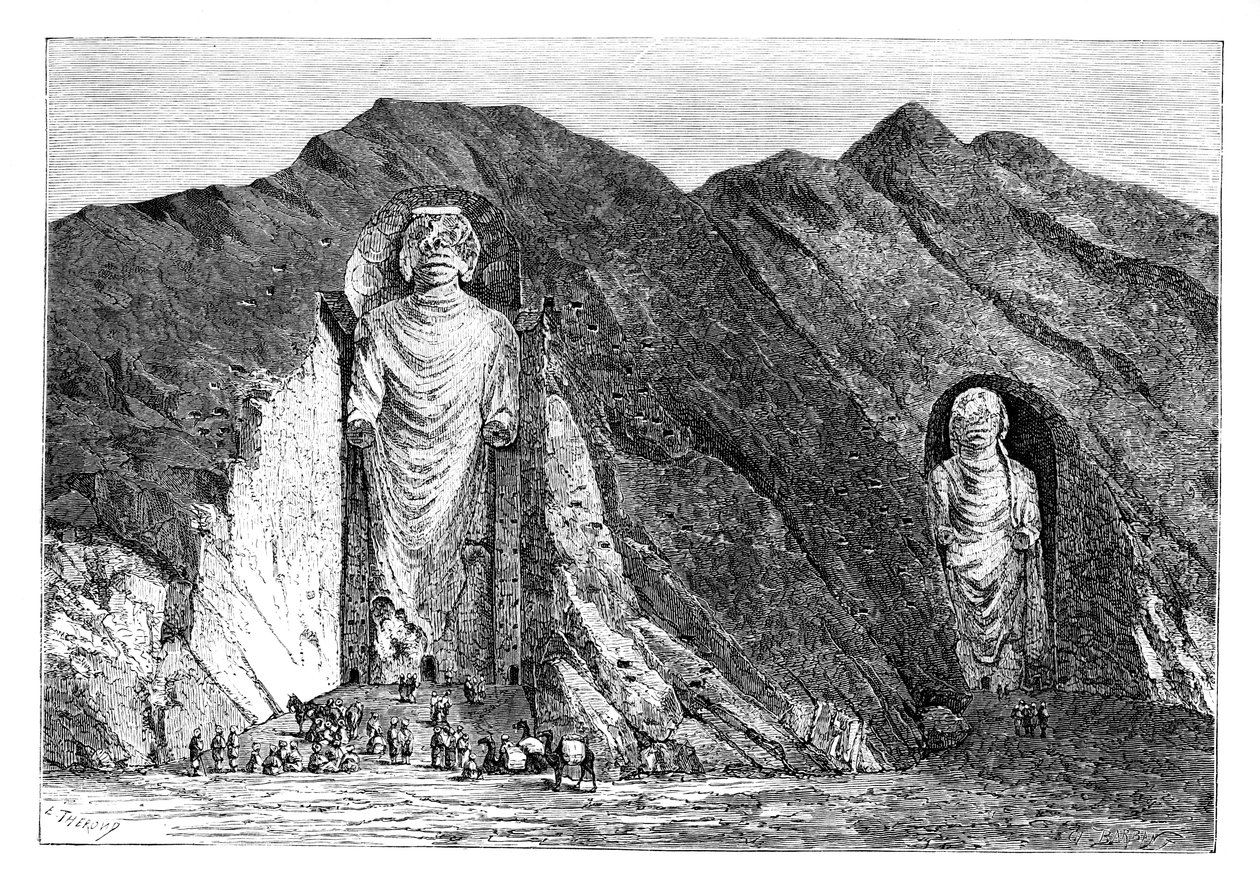 Colossal Idols, Upper Bamlan Valley, अफगानिस्तान, 1895। द्वारा चार्ल्स बार्बेंट