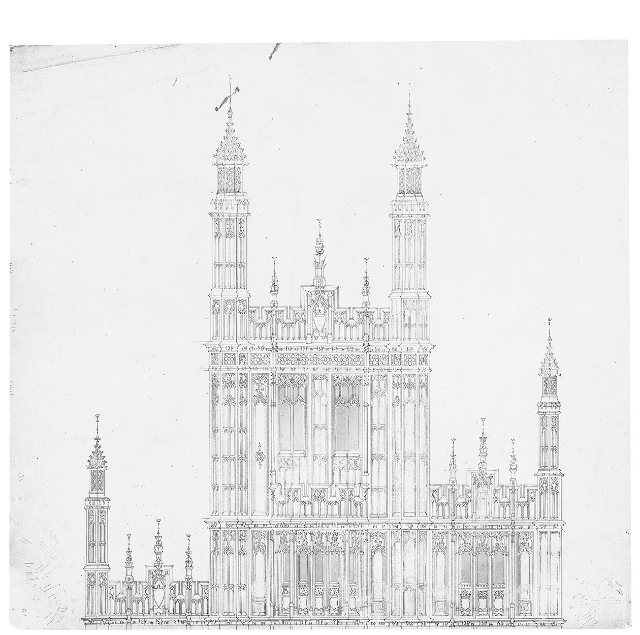 संसद के सदनों के लिए चित्र, c.1836-40 (कागज पर कलम और स्याही) द्वारा चार्ल्स बैरी