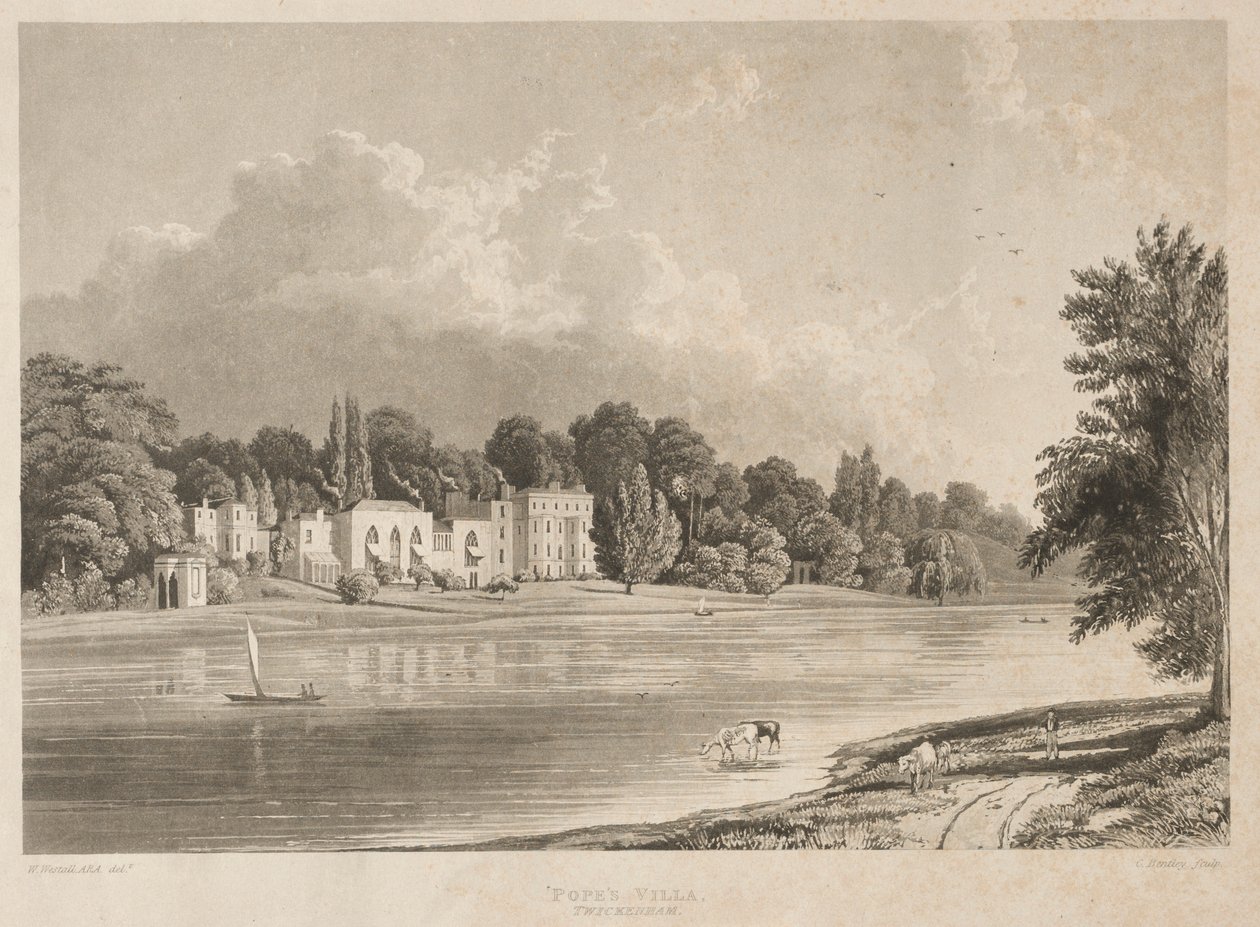 पोप्स विला, ट्विकेनहैम, 1828। द्वारा चार्ल्स बेंटले