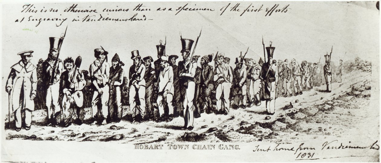 होबार्ट टाउन चेन गैंग, c.1831 द्वारा चार्ल्स ब्रूस