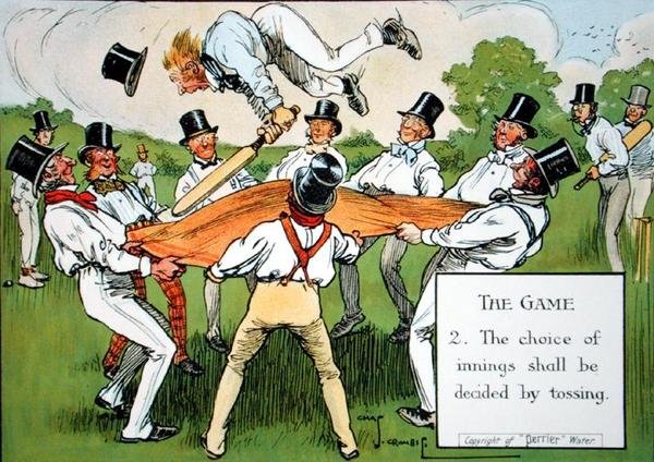 द गेम (2), 'लॉज़ ऑफ़ क्रिकेट' से, 1910 में प्रकाशित हुआ द्वारा चार्ल्स क्रॉम्बी