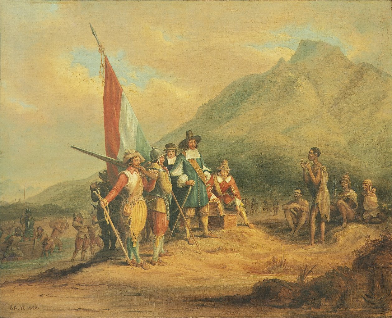 अप्रैल 1652 में केप ऑफ गुड होप में जान वैन रीबेक और उनके आदमियों का आगमन द्वारा चार्ल्स डेविडसन बेल