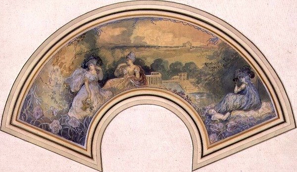 पंखे के लिए डिज़ाइन, c.1893-98 द्वारा चार्ल्स एडवर्ड कोनडर