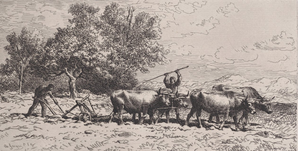 बैलों की टीम, 1868। द्वारा चार्ल्स एमिले जेक