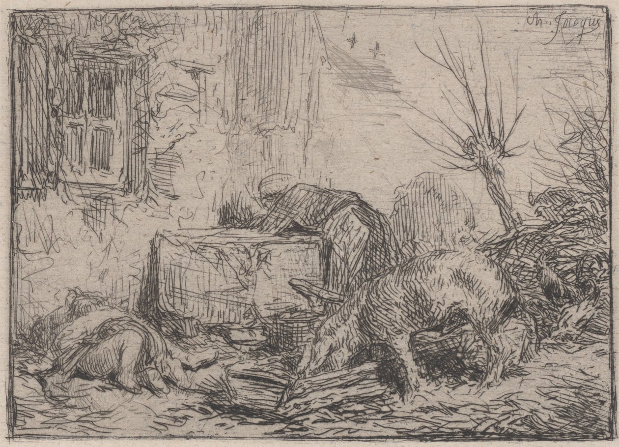 Farmyard, ca. 1845.  द्वारा चार्ल्स एमिले जेक