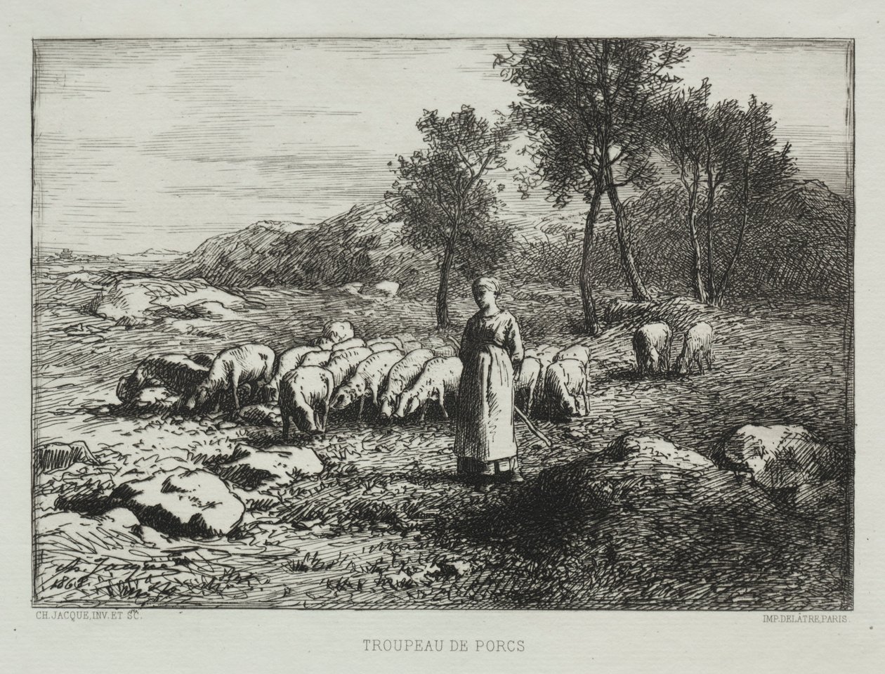 झुंड के झुंड, 1868। द्वारा चार्ल्स एमिले जेक