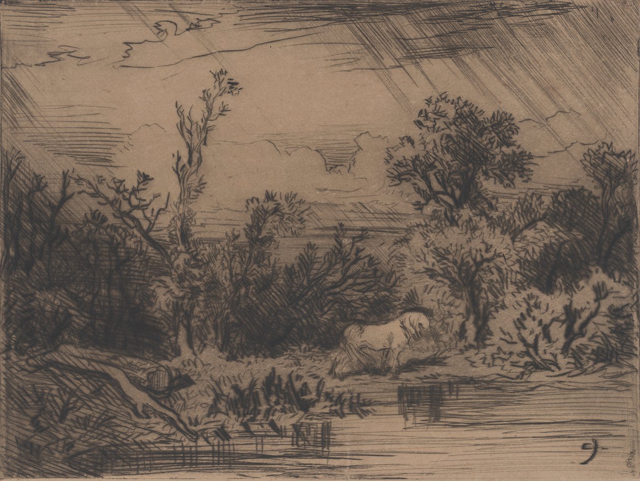 थंडरस्टॉर्म के साथ लैंडस्केप, 1848। द्वारा चार्ल्स एमिले जेक