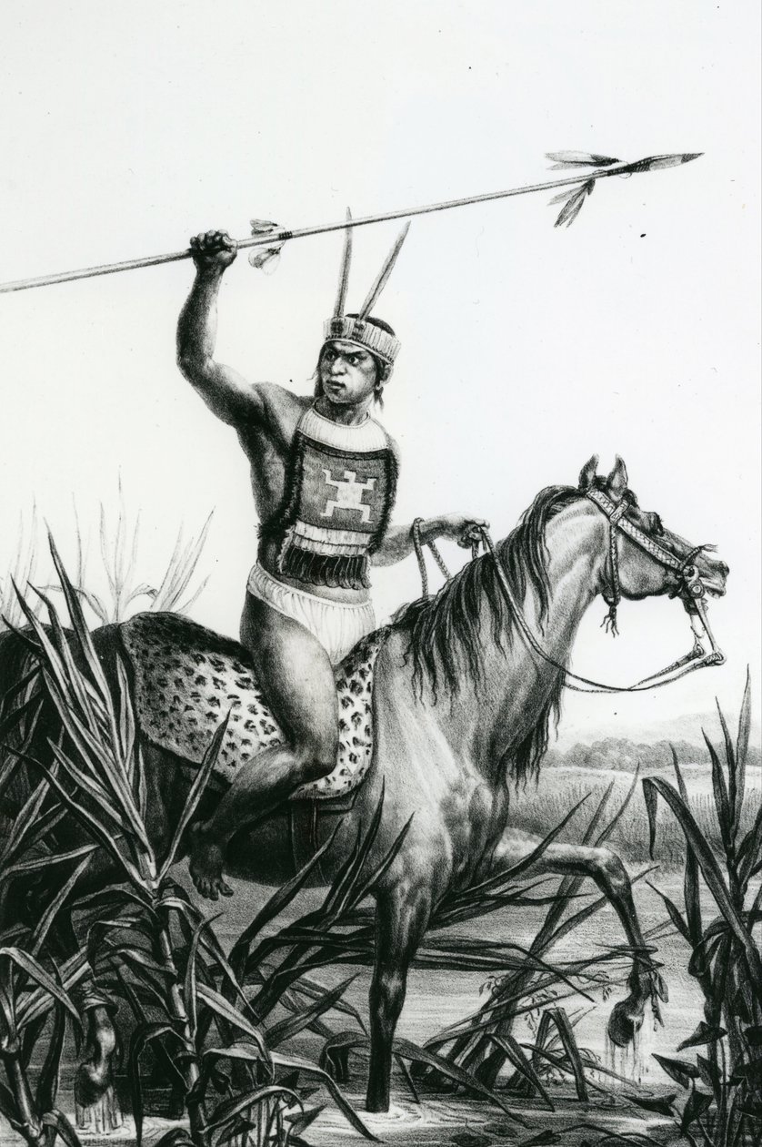 जीन बैप्टिस्ट डेब्रेट, 1834 द्वारा &39;पिटोर्स और हिस्टोरिकल ट्रिप टू ब्राज़ील&39; से चारुआर के प्रमुख द्वारा चार्ल्स इटियेन पियरे मोट्टे
