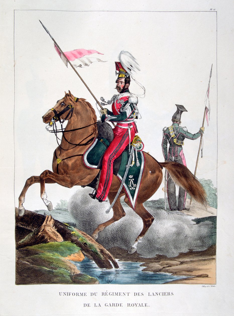 फ्रांसीसी शाही गार्ड, 1823 के लांसर्स की एक रेजिमेंट की वर्दी। द्वारा चार्ल्स इटियेन पियरे मोट्टे