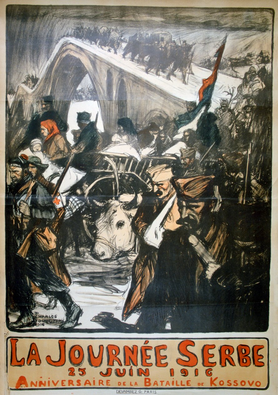 25 जून 1916 - सर्बिया दिवस, फ्रांसीसी विश्व युद्ध I पोस्टर, 1916 द्वारा चार्ल्स फोउरे