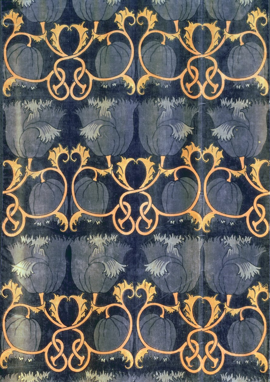 Poppies, GP & J. Baker द्वारा निर्मित, c.1888 (मुद्रित मखमली) द्वारा चार्ल्स फ्रांसिस एंसले वायसी