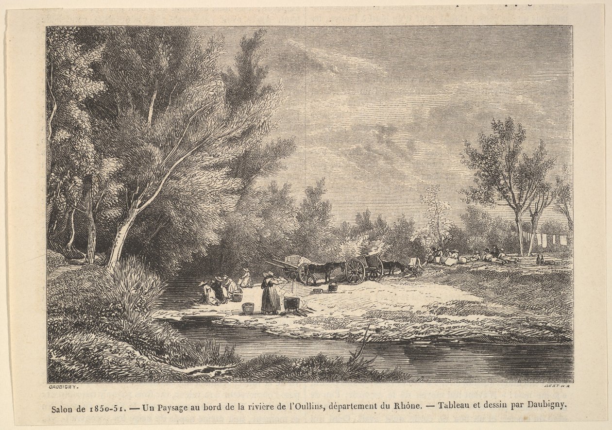 सैलून डे 1850-51। Oullins नदी के किनारे, 1850-51 के साथ लैंडस्केप। द्वारा चार्ल्स फ्रेंकोइस डबगें