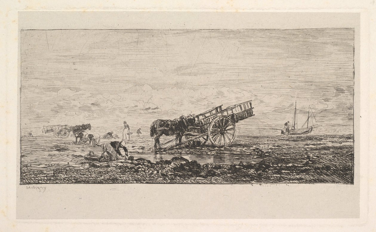 विलरविले में समुद्र तट, 1837-78। द्वारा चार्ल्स फ्रेंकोइस डबगें
