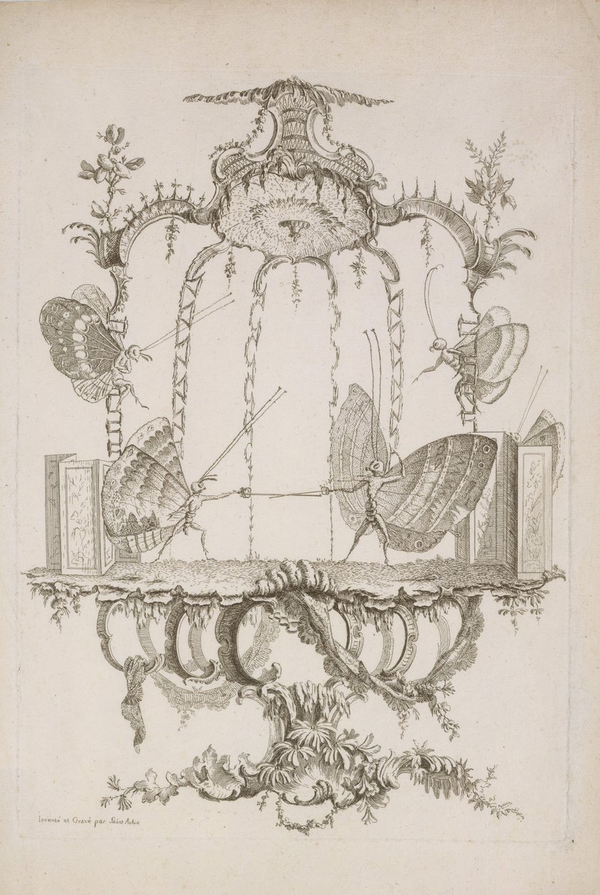 द्वंद्वयुद्ध मानव तितलियों पर निबंध से संत औबिन द्वारा लिखित, सीए। 1756-60। द्वारा चार्ल्स जर्मेन डी सेंट औबिना