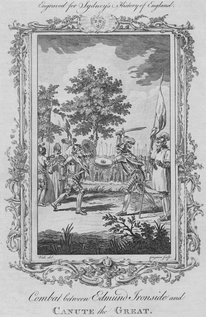 एडमंड आयरनसाइड और कैन्यूट द ग्रेट के बीच मुकाबला, 1773। द्वारा चार्ल्स ग्रिग्नेशन