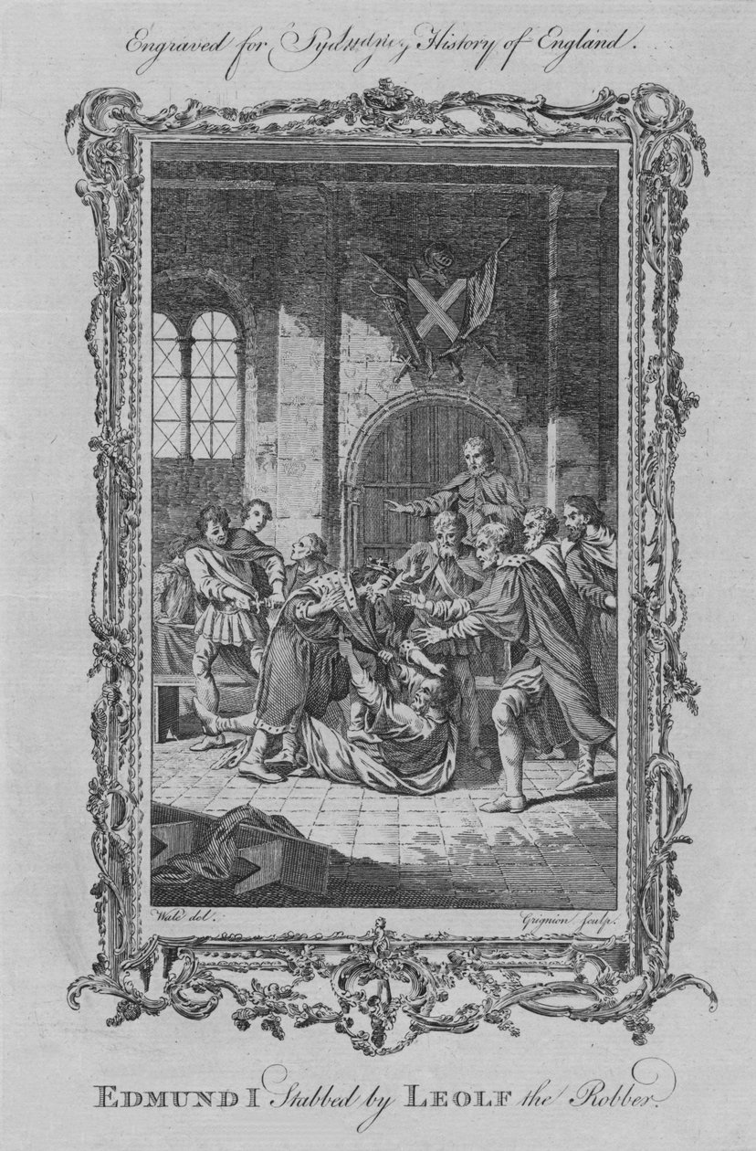 एडमंड I ने 1773 में Leolf the Robber द्वारा चाकू मारा। द्वारा चार्ल्स ग्रिग्नेशन