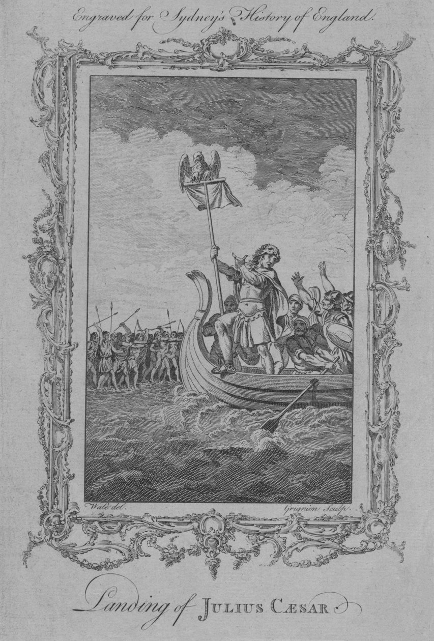 जूलियस सीज़र की लैंडिंग, 1773। द्वारा चार्ल्स ग्रिग्नेशन