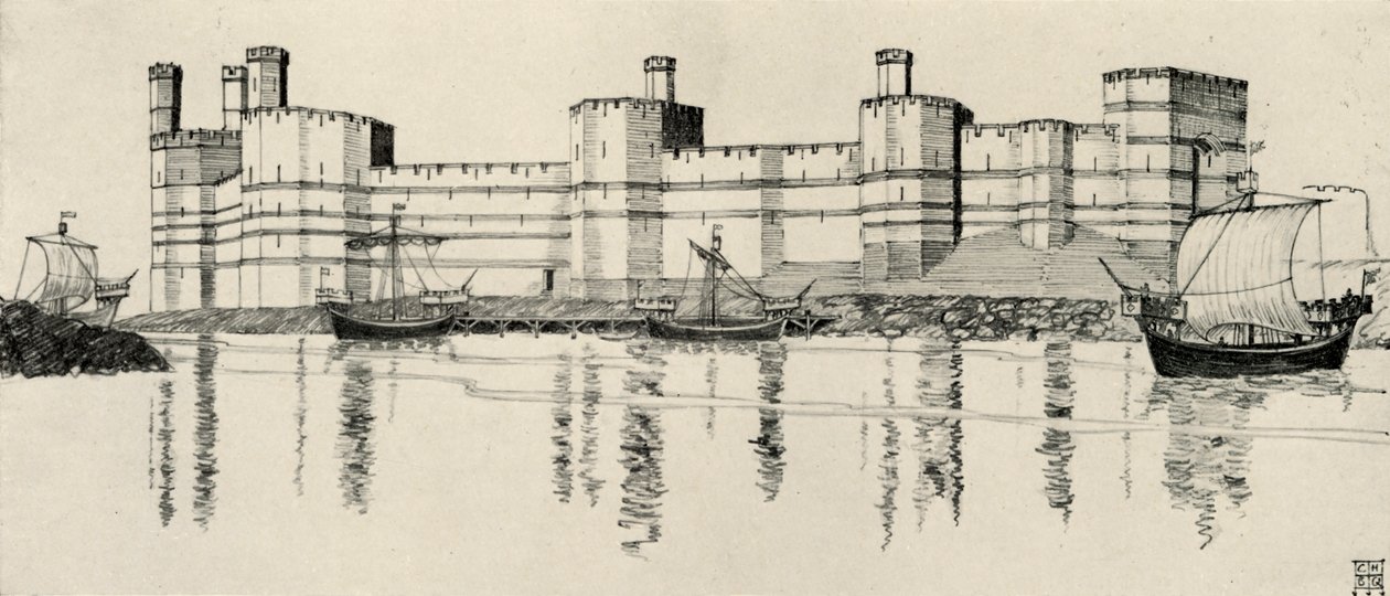 कैर्नारवोन कैसल, नॉर्थ वेल्स, 1931 का बाहरी हिस्सा द्वारा चार्ल्स हेनरी बॉर्न क्वेनेल