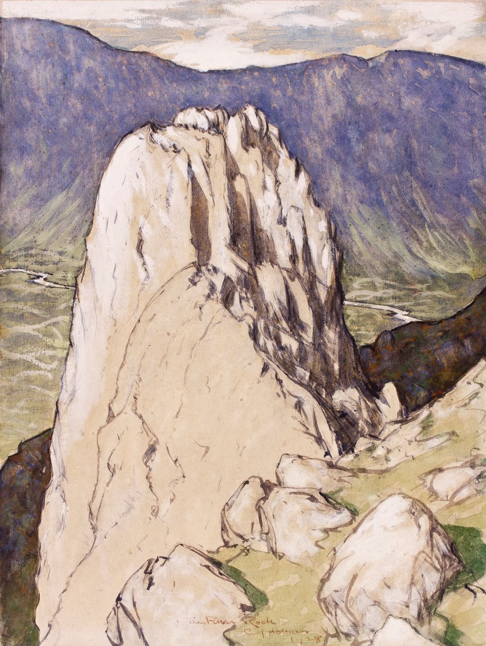 द पिलर रॉक, 1928 (स्याही, wc und gouache on paper) द्वारा चार्ल्स जॉन होम्स