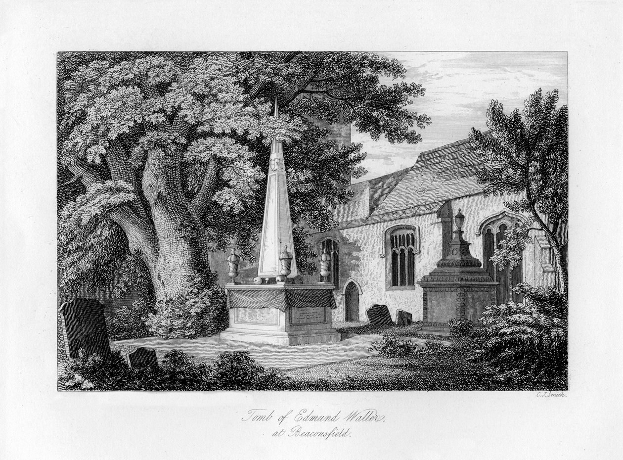 एडमंड वालर का मकबरा, बीकन्सफील्ड, बकिंघमशायर, 1840। द्वारा चार्ल्स जे स्मिथ