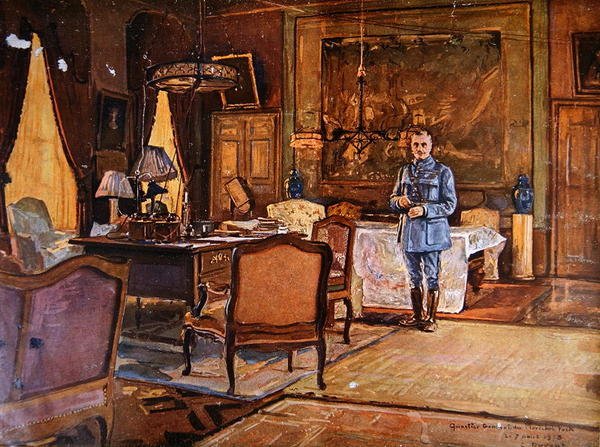 मार्शल फर्डिनेंड फोच अपने मुख्यालय में, 7 सितंबर 1918, पेरिस (रंग उत्कीर्णन) द्वारा चार्ल्स जूल्स डवेंट