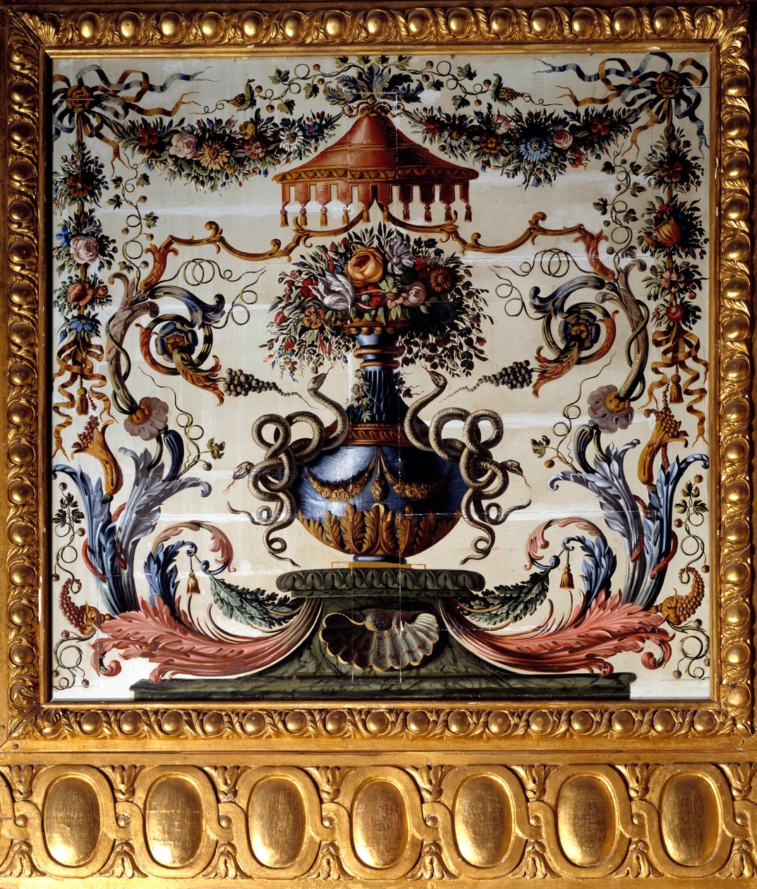 Chateau de Vaux Le Visomte (Vaux-le-Vicomte) के भोजन कक्ष का सजावटी पैनल। सीन एट मार्ने में चार्ल्स लेब्रन (ले ब्रून) (1619-1690) 1656 चेटौ डी वॉक्स-ले-विकोमेट द्वारा पेंटिंग। द्वारा चार्ल्स ले ब्रून