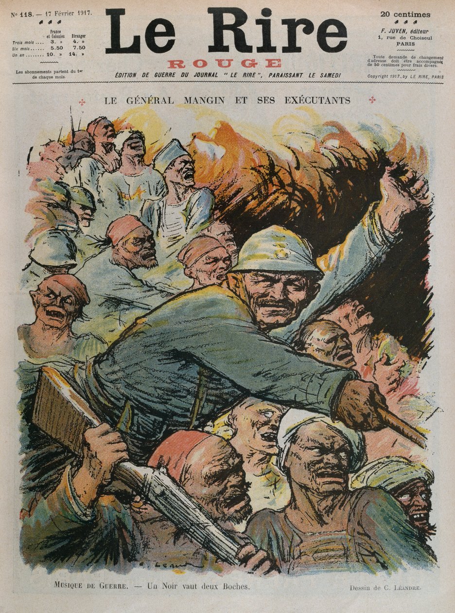 जनरल चार्ल्स मैंगिन और उनकी अंडरलाइंग्स, एक ब्लैक दो बोचे जितनी अच्छी है, &39;ले रेयर रूज&39;, 17 फरवरी 1917 से सामने कवर चित्रण द्वारा चार्ल्स लिएंड्रे