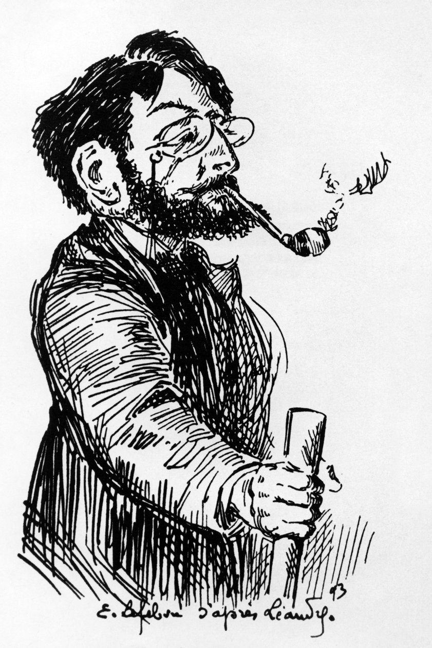 हेनरी रिविएर (1864-1951) फ्रांसीसी कलाकार और डिजाइनर (कैबरे ले चैट नोयर में छाया नाटक), लिएंड्रे के बाद ई। लेफेब्रे द्वारा ड्राइंग द्वारा चार्ल्स लिएंड्रे