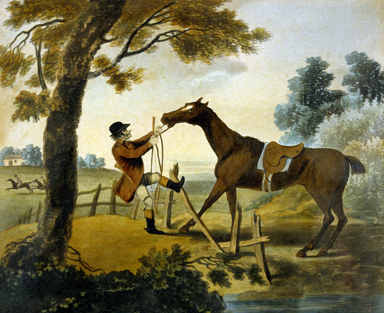 एफ ज्यूक्स (1745-1812) द्वारा उकेरी गई द पाइचले हंट से नीचे का प्रमाण द्वारा चार्ल्स लोरेन (बाद में) स्मिथ